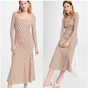 KITRI Wavy Checked Ruched Jersey Dress